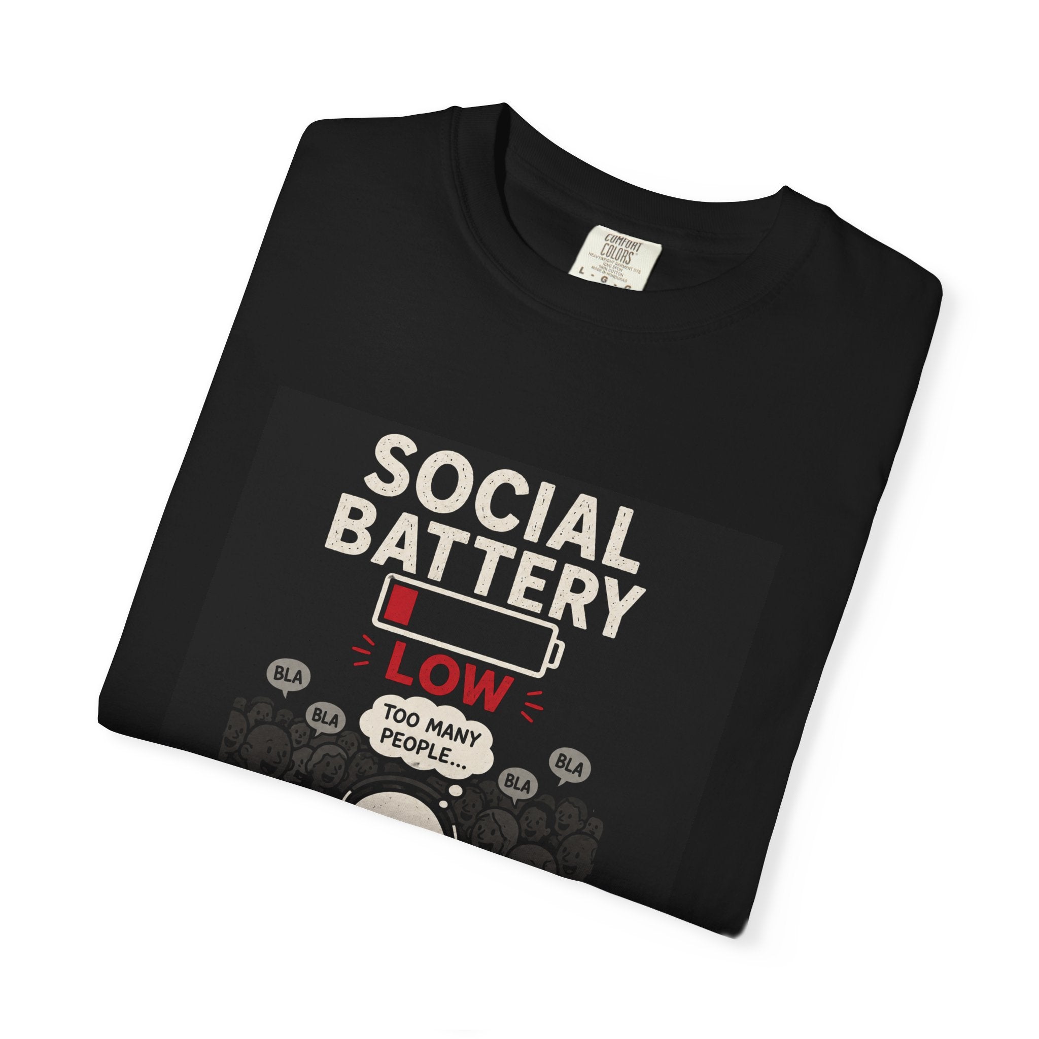 Social Battery Low T-Shirt — Funny Introvert Tee (Please Recharge Later)