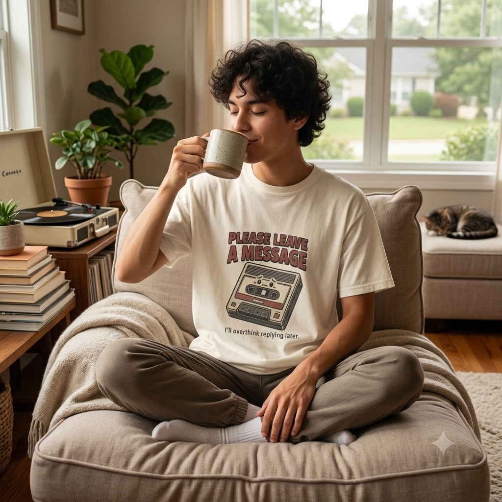 T-Shirt — "Please Leave a Message" Retro Cassette Tee
